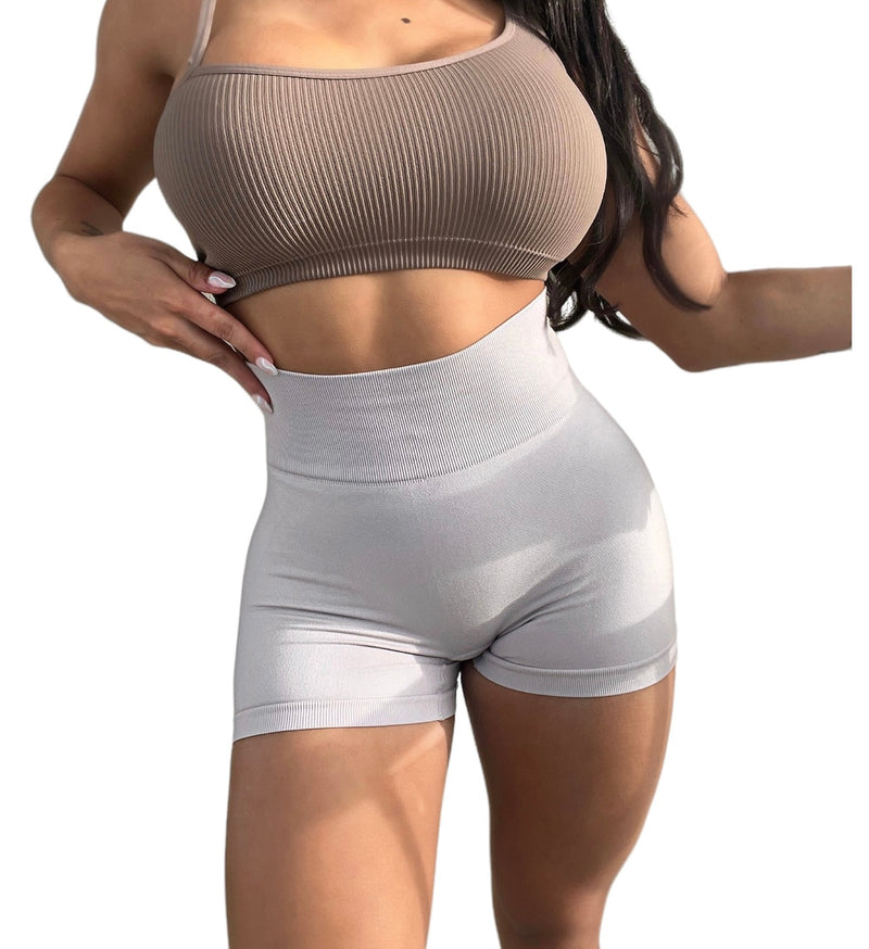 MOON WHITE SCRUNCH BUTT BIKER SHORTS